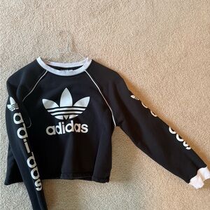 Adidas Black and White Cropped Sweatshirt Size M EUC